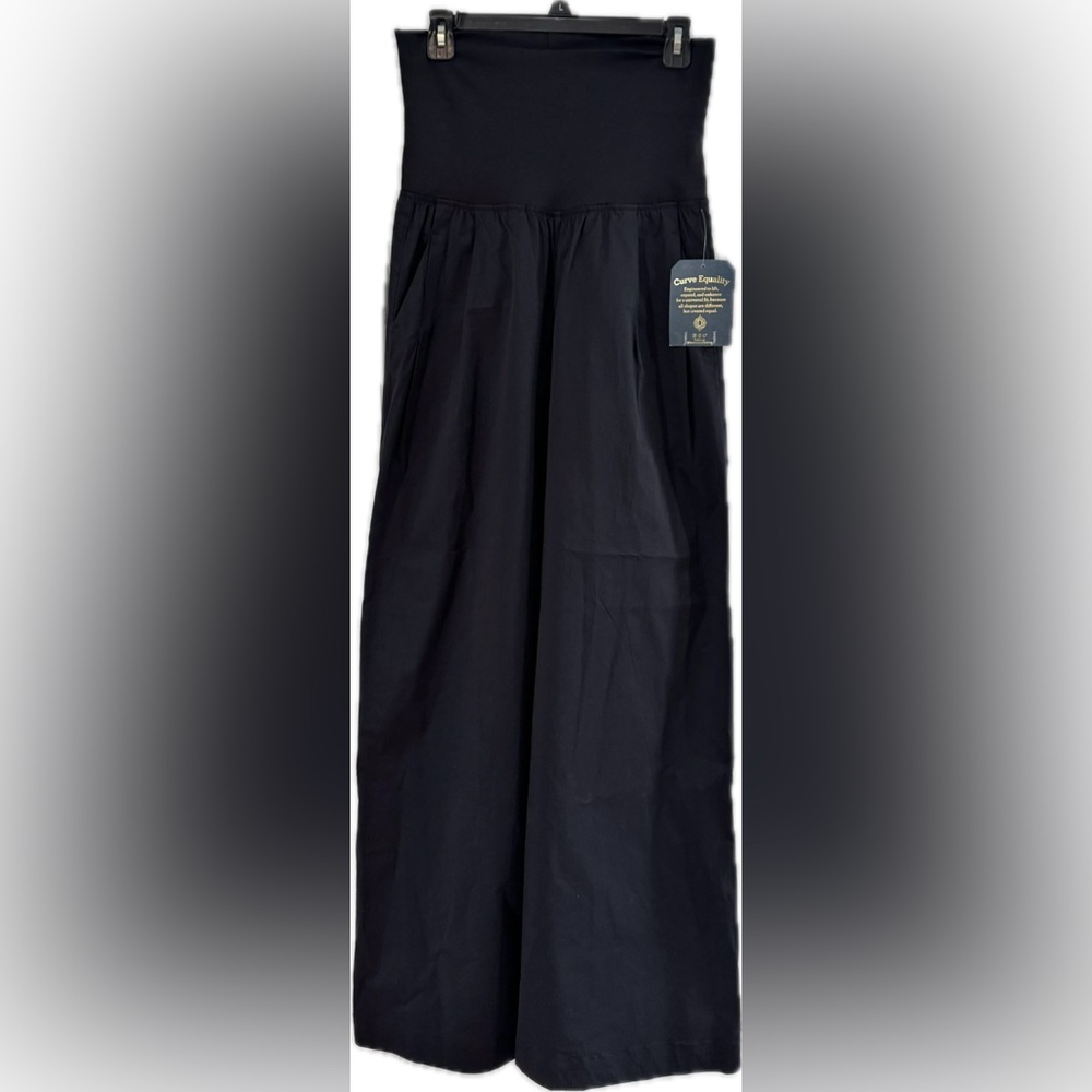 NWT Democracy Curve Equality Black Foldover Waist Wide Leg Size Small Palazzo